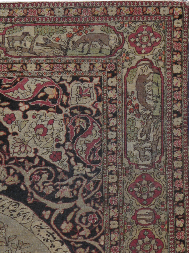 Antique Persian Isfahan Pictorial Carpet, No.9223 - Gsblank