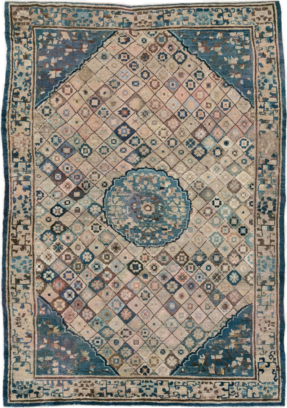 Antique Chinese Ningxia Accent Rug, No.9227 - Gsblank