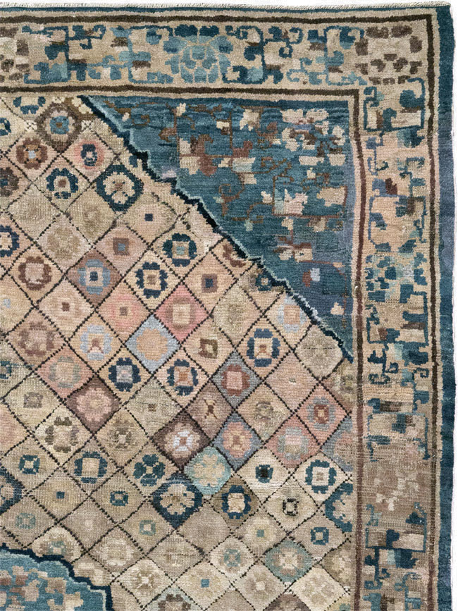 Antique Chinese Ningxia Accent Rug, No.9227 - Gsblank