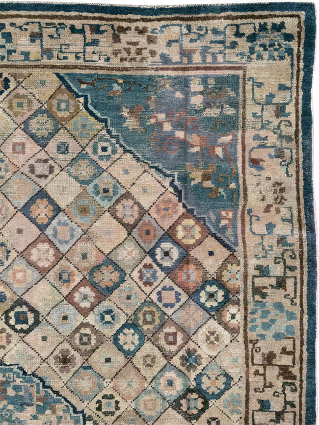 Antique Chinese Ningxia Accent Rug, No.9227 - Gsblank