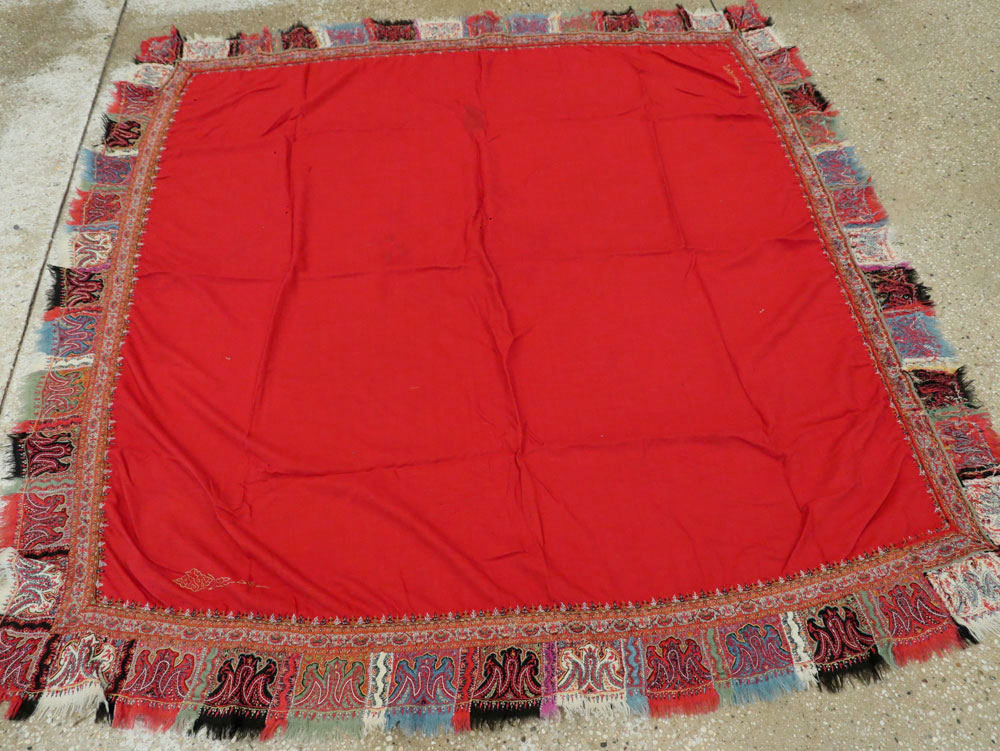Vintage Jacquard Indian Textile Shawl, No.9291 - Gsblank