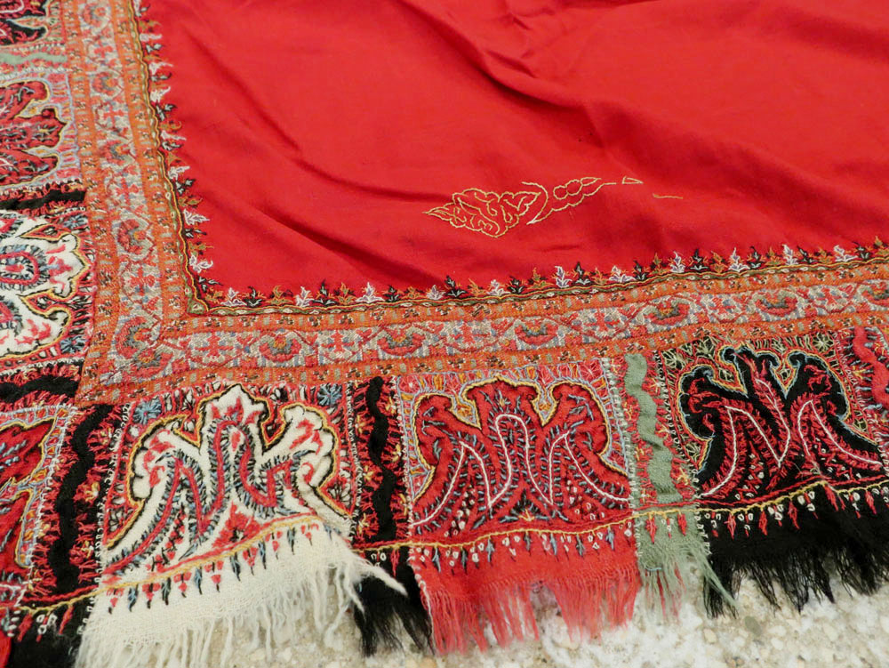 Vintage Jacquard Indian Textile Shawl, No.9291 - Gsblank