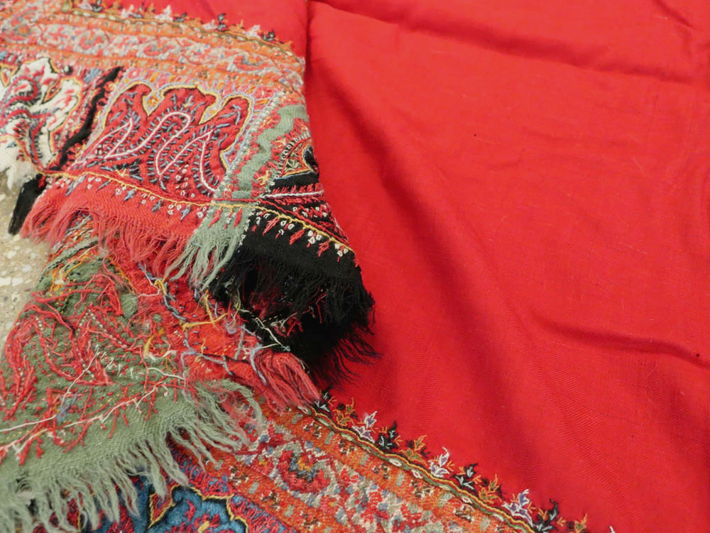 Vintage Jacquard Indian Textile Shawl, No.9291 - Gsblank
