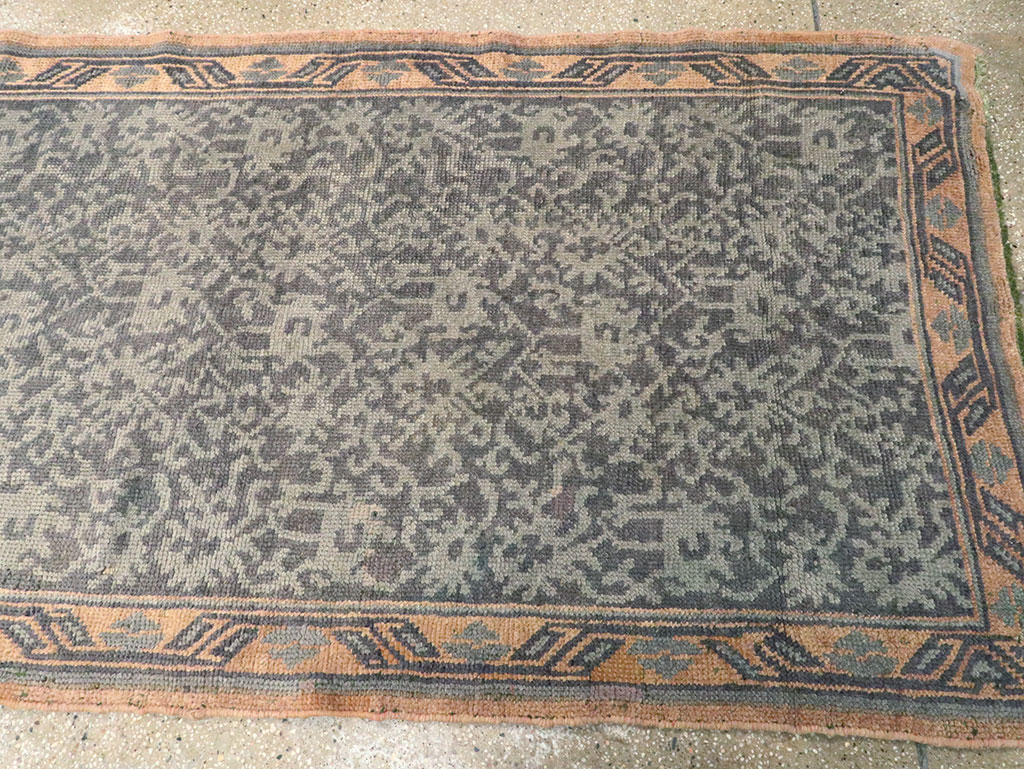 Antique Turkish Oushak Long Runner, No.9424 - Gsblank