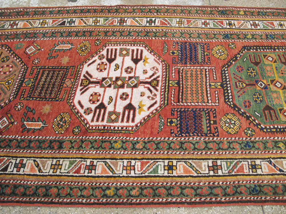 Antique Persian Heriz Long Runner, No.9566 - Gsblank