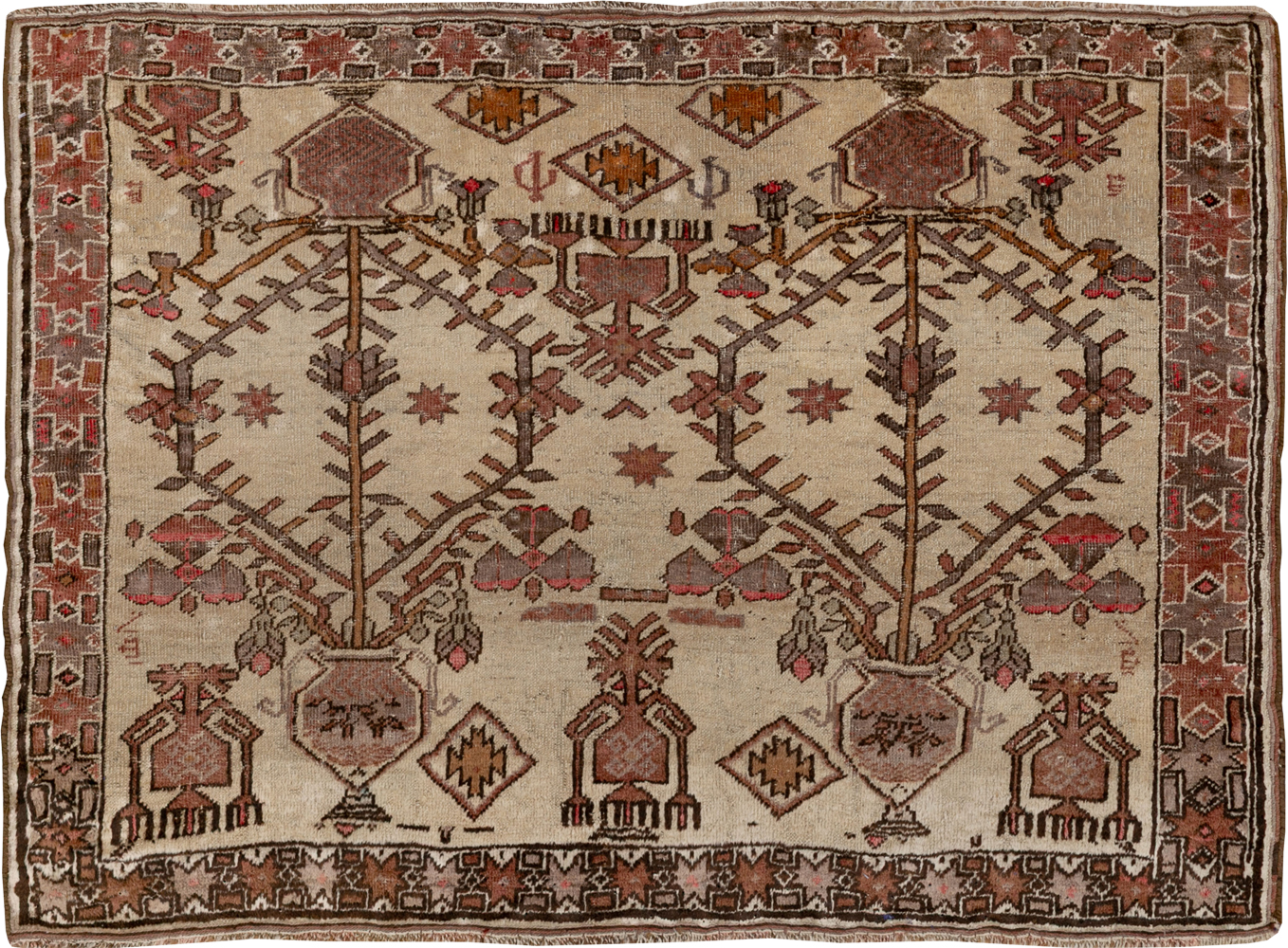 Vintage Afghan Turkoman Throw Rug, No.9620 - Gsblank