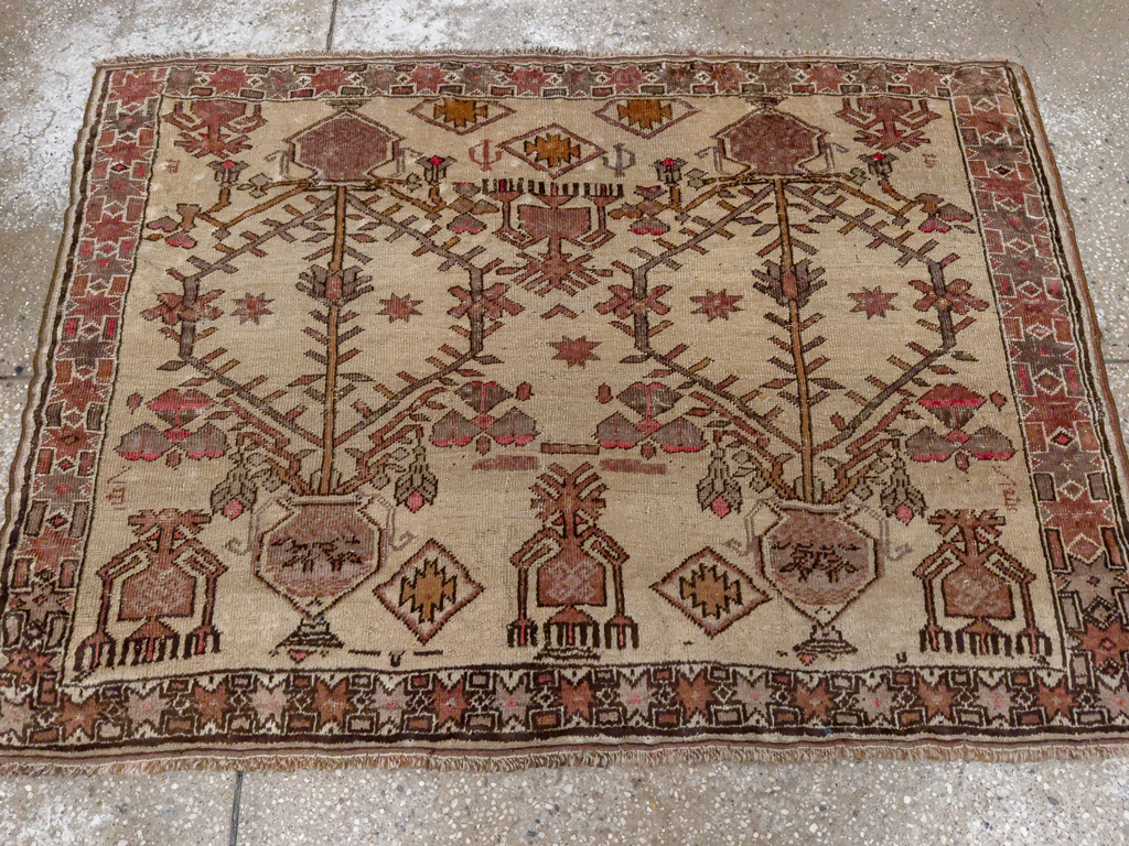Vintage Afghan Turkoman Throw Rug, No.9620 - Gsblank
