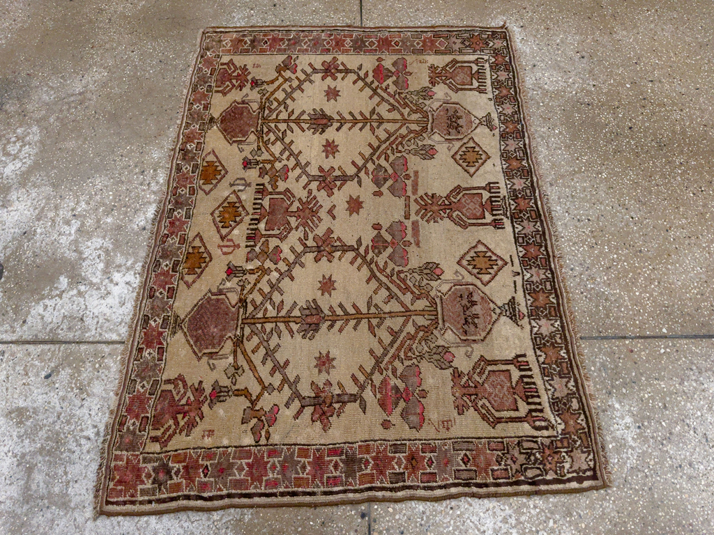 Vintage Afghan Turkoman Throw Rug, No.9620 - Gsblank