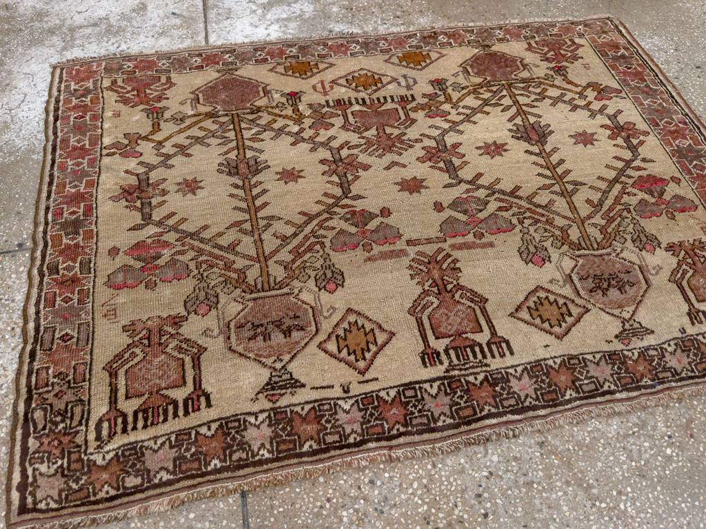 Vintage Afghan Turkoman Throw Rug, No.9620 - Gsblank