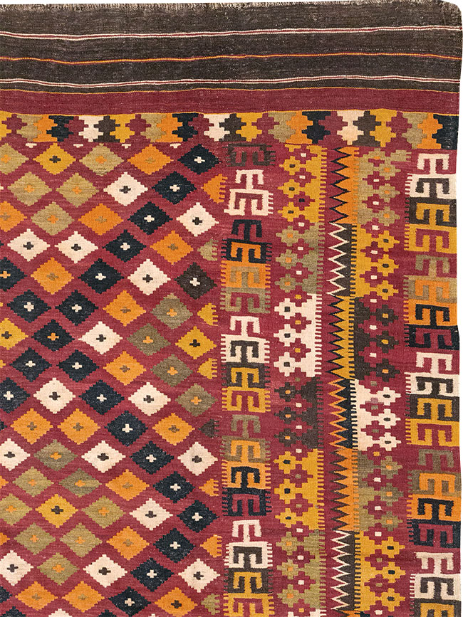 Vintage Scandinavian Flatweave Kilim Oversize Carpet, No.9785 - Gsblank