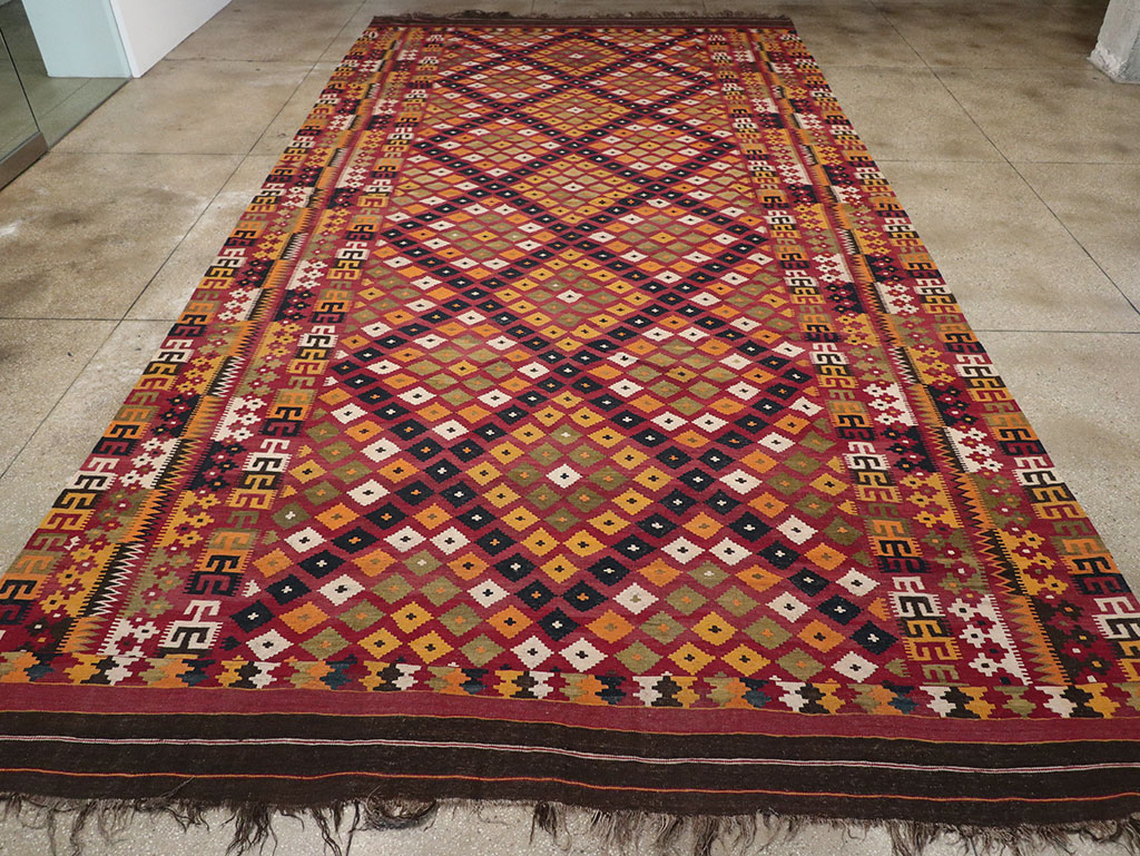 Vintage Scandinavian Flatweave Kilim Oversize Carpet, No.9785 - Gsblank