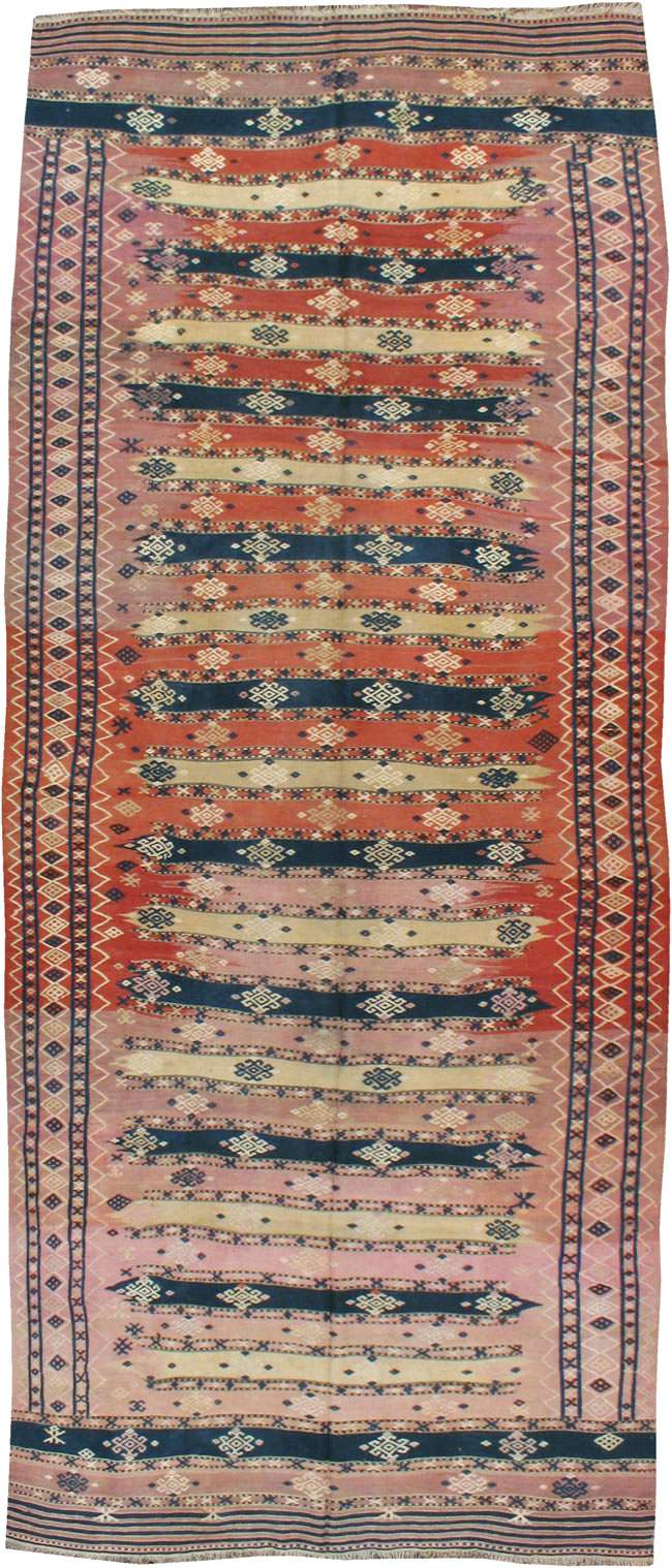 Vintage Afghan Flatweave Kilim Large Gallery Carpet, No.9796 - Gsblank