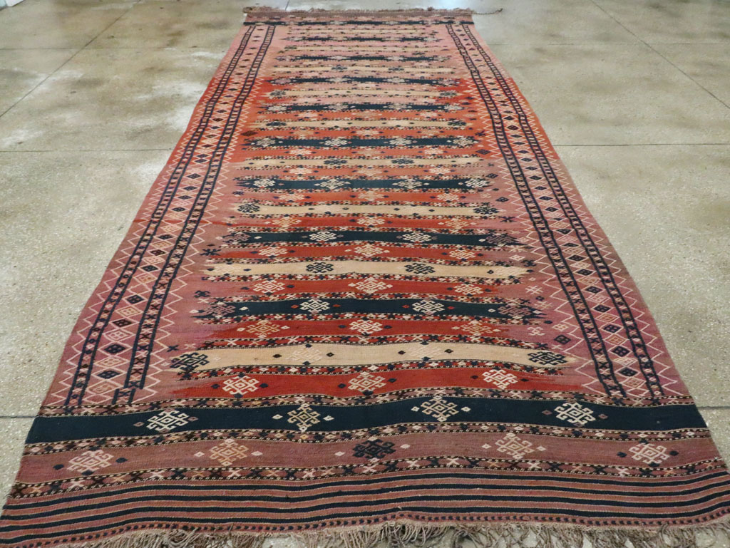 Vintage Afghan Flatweave Kilim Large Gallery Carpet, No.9796 - Gsblank