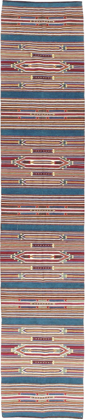 Vintage Persian Flatweave Kilim Runner, No.9799 - Gsblank