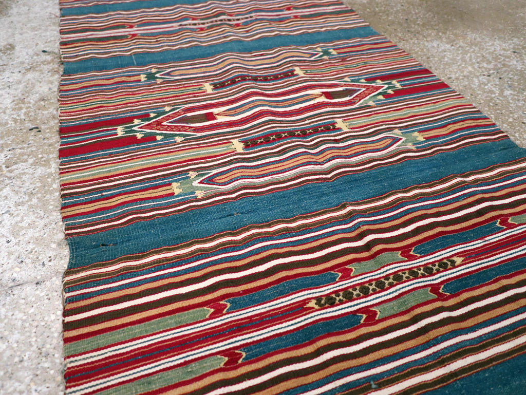 Vintage Persian Flatweave Kilim Runner, No.9799 - Gsblank
