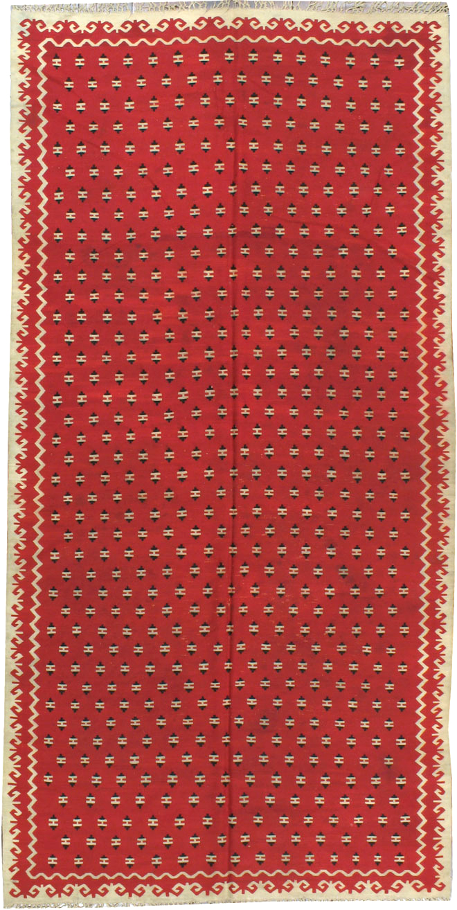 Vintage Bulgarian Flatweave Kilim Gallery Carpet, No.9850 - Gsblank