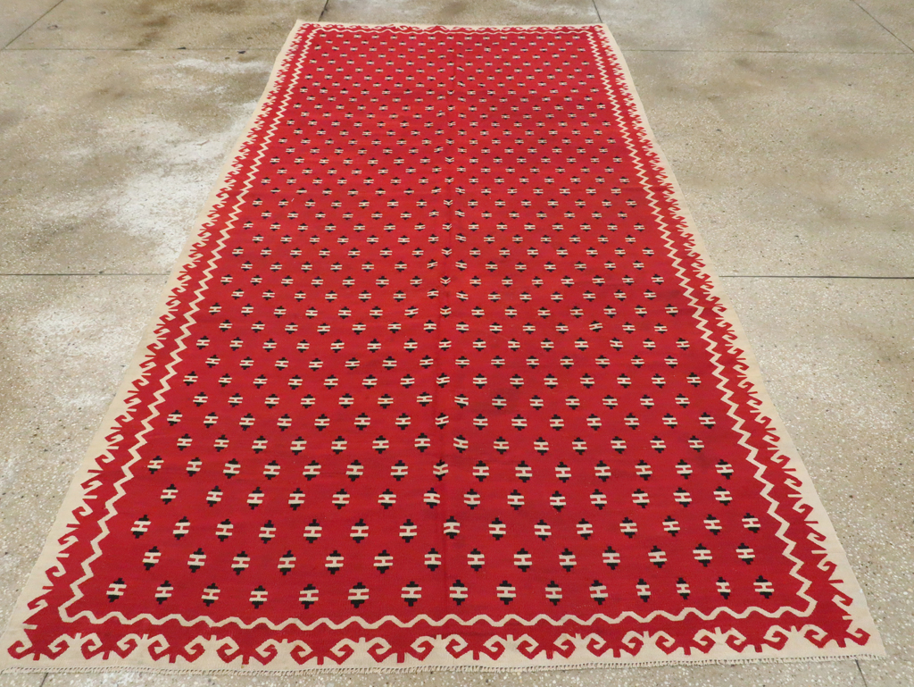 Vintage Bulgarian Flatweave Kilim Gallery Carpet, No.9850 - Gsblank