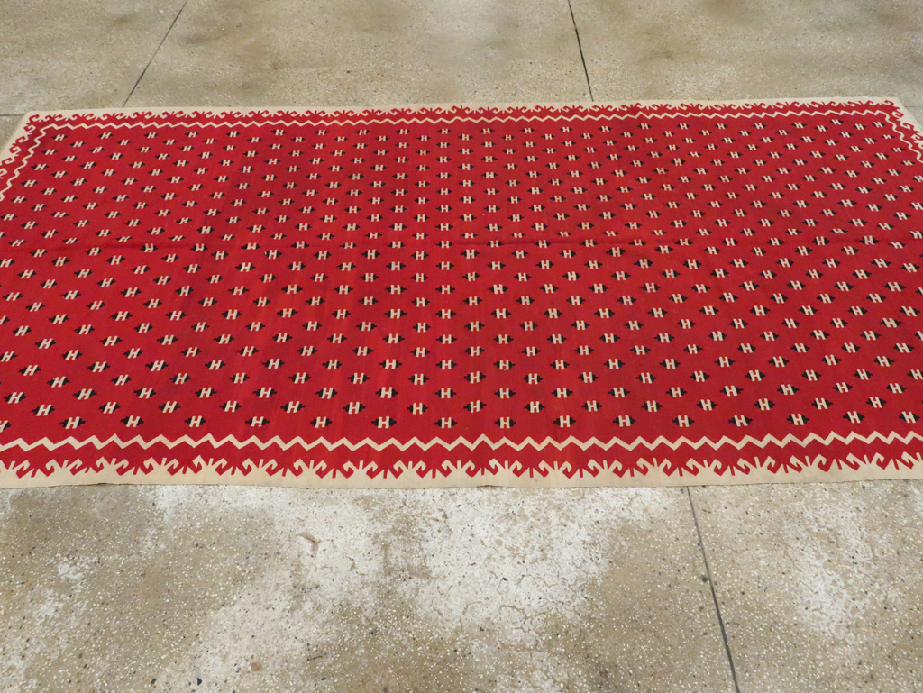 Vintage Bulgarian Flatweave Kilim Gallery Carpet, No.9850 - Gsblank