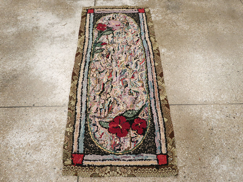Vintage American Hook Throw Rug, No.9857 - Gsblank