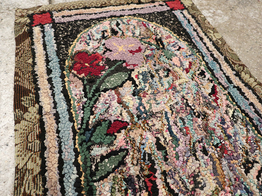 Vintage American Hook Throw Rug, No.9857 - Gsblank