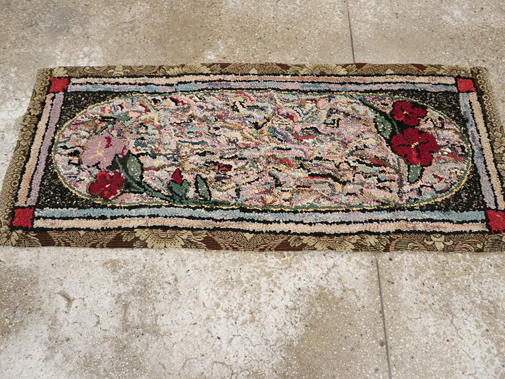 Vintage American Hook Throw Rug, No.9857 - Gsblank