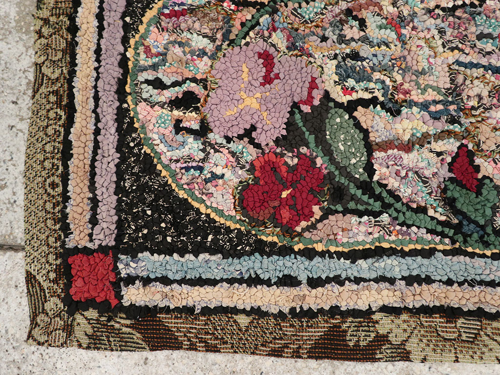 Vintage American Hook Throw Rug, No.9857 - Gsblank